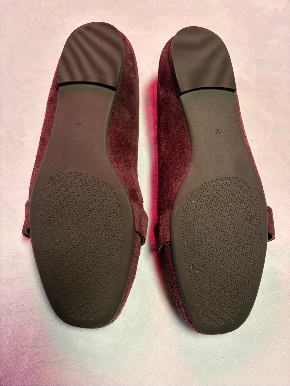 Tory Burch Marsden Burgundy Suede Loafers with Gold Buckle - Picture 7 of 8